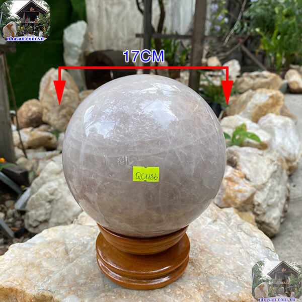 Quả cầu thạch anh hồng mang đến may mắn trong công việc và cuộc sống-17cm-6.5kg-QC1136
