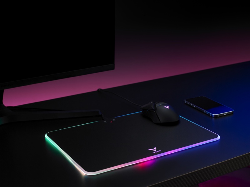 Bàn di chuột Gaming Rapoo V10RGB Wireless Charger có đèn led RGB kiêm sạc không dây - Hàng chính hãng