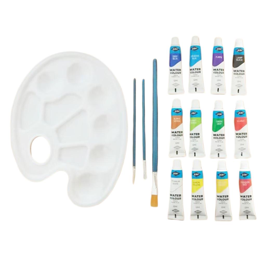 12 Tube Acrylic Paint Set with Palette and Nylon Brush DIY Art Supply Craft