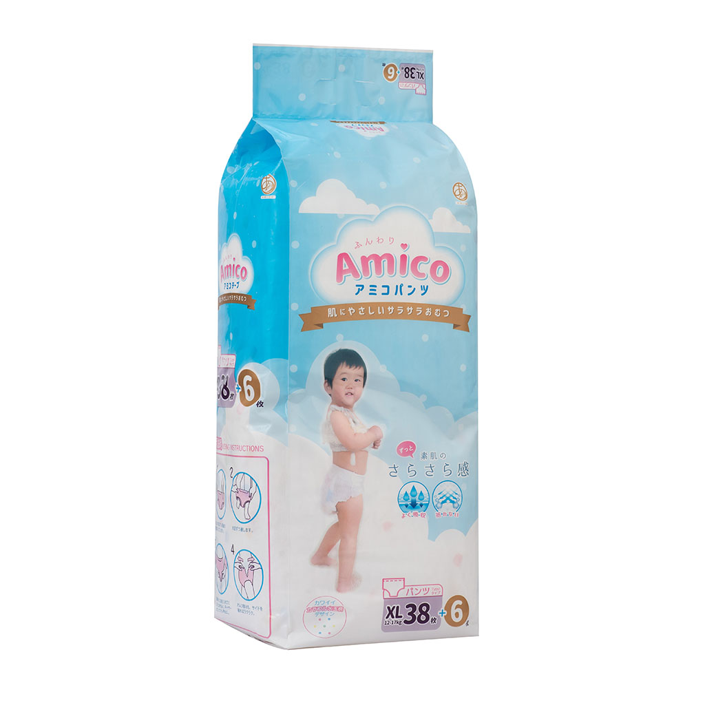 Bỉm - Tã quần Amico size M 58 + 6 miếng (Cho bé 6 - 11kg)