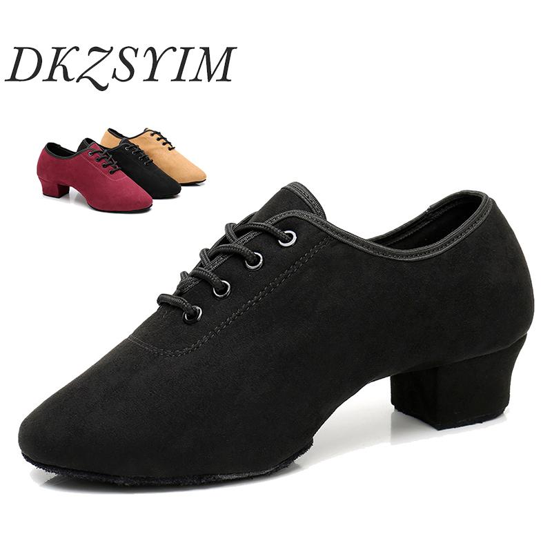 Giày khiêu vũ Latin của DKZSYIM Color: B Rubber-5CM Shoe Size: 34