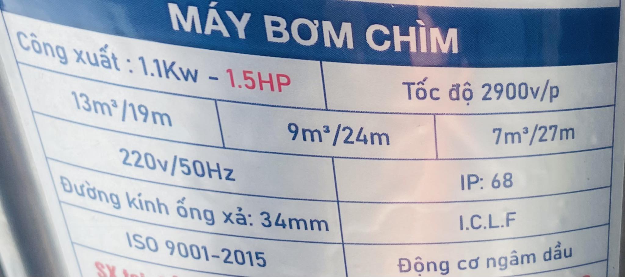MÁY BƠM CHÌM 1100W 1,5HP BƠM CHẤT THẢI, BÙN ĐẤT,CHỐNG NGẬP, THÂN INOX ĐỘNG CƠ NGÂM DẦU CÁCH ĐIỆN VÀ TẢN NHIỆT CAO CẤP, BẢO HÀNH 1 NĂM ĐỔI MỚI 3 THÁNG ĐẦU NẾU LỖI