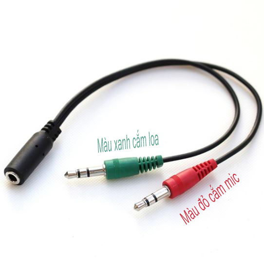Dây Audio chuyển tai nghe 3.5mm đầu cái sang 2 đầu Mic và Tai nghe đầu đực