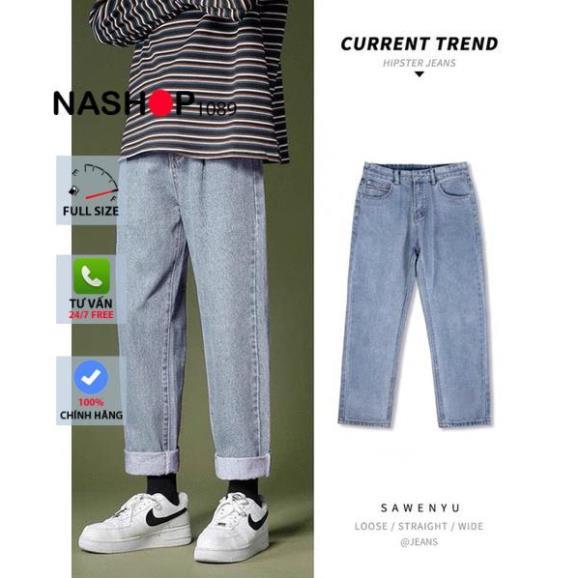 Quần jean bò baggy nam Nashop QT30 1089 quần bò ống đứng hot năm 2021