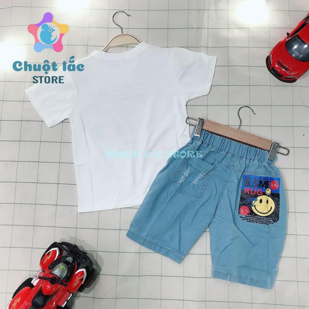 Sét bộ quần áo bé trai size đại kiểu chữ ký áo cotton quần jean cho bé từ 14kg đến 28kg