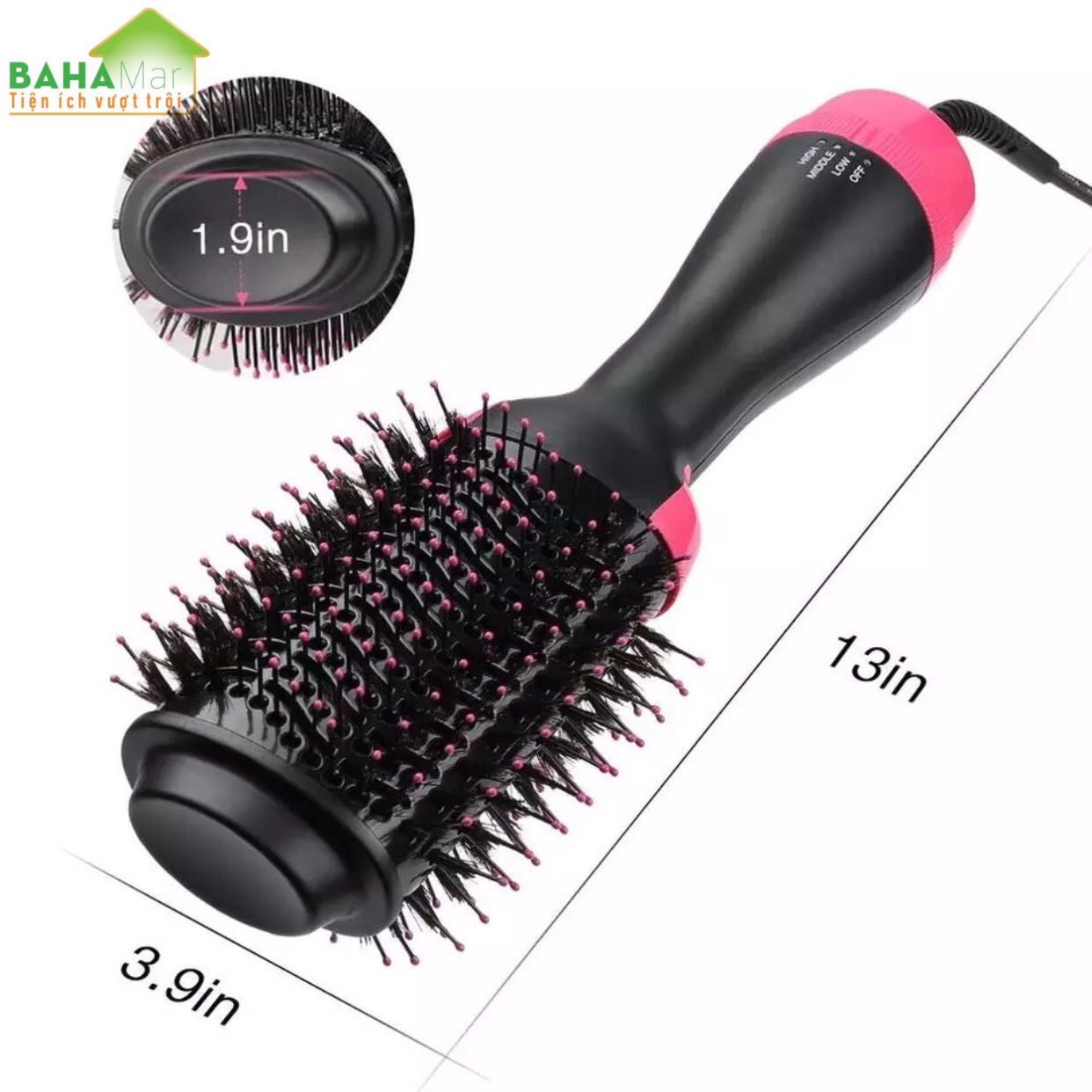 LƯỢC ION SẤY TÓC TẠO KIỂU 4 TRONG 1 BAHAMAR vừa chải tóc vừa sấy tóc và tạo kiểu cho tóc công nghệ ion âm giúp tóc mượt và bóng