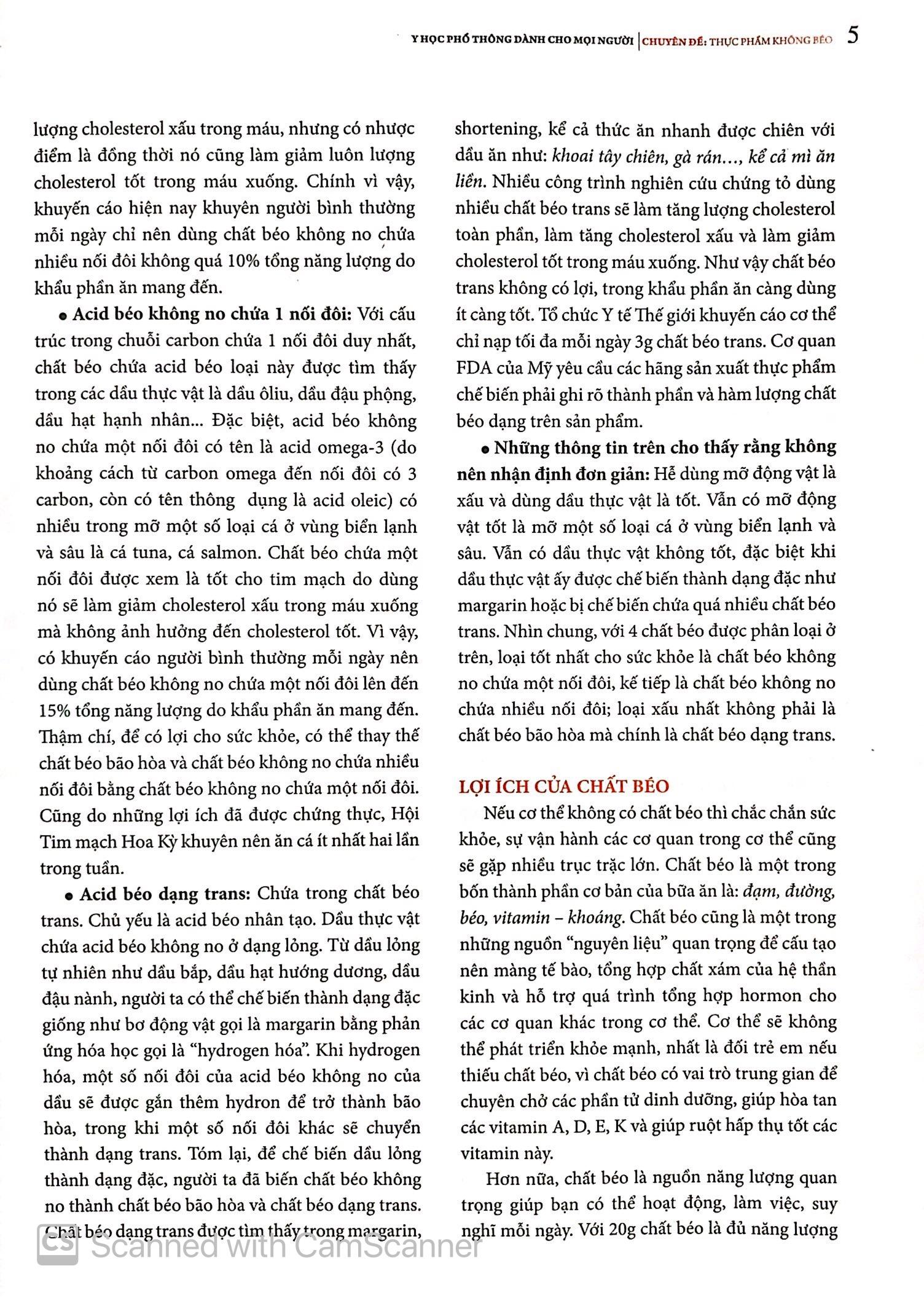 Y Học Phổ Thông Dành Cho Mọi Người - Chuyên Đề: Thực Phẩm Không Béo