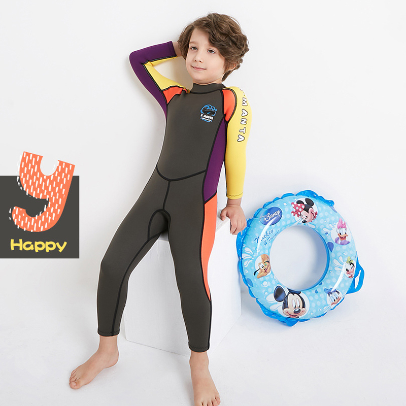 Đồ bơi bé trai giữ nhiệt chất liệu cao su chống nắng Neoprene dày 2.5mm UPF50+ full body cho bé đến 33kg