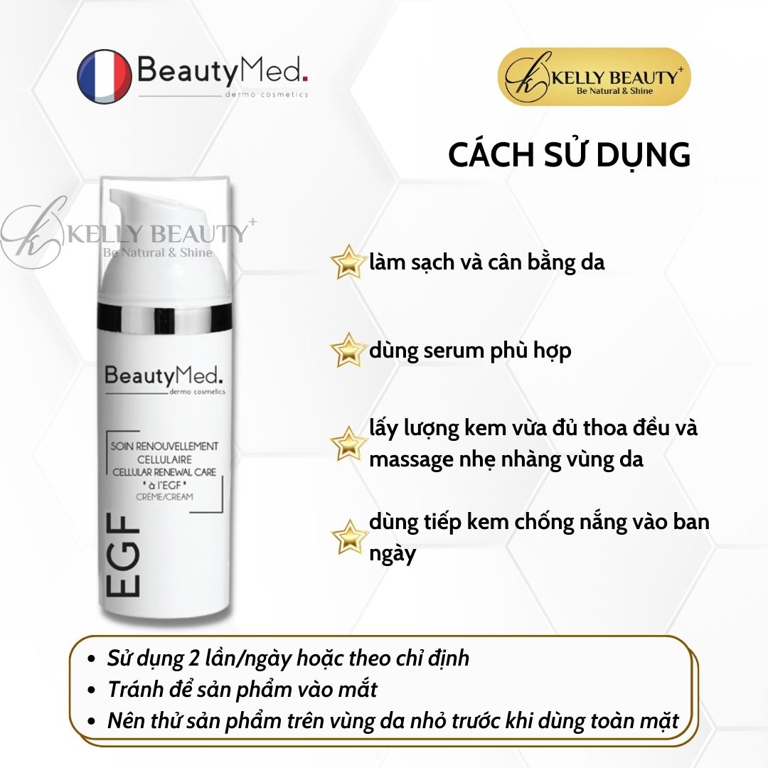Kem EGF BeautyMed - Tế Bào Gốc Tăng Trưởng Biểu Bì; Mờ Sẹo Rỗ, Giảm Nếp Nhăn; Da Căng Mịn | Kelly Beauty