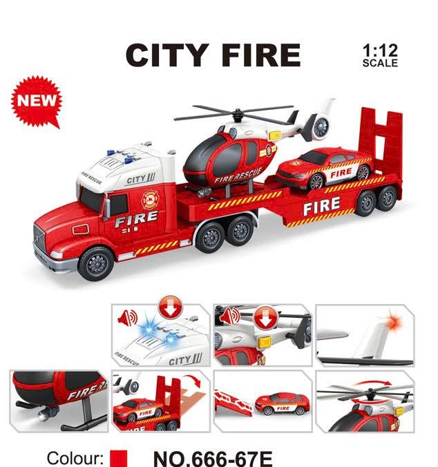 Đồ chơi - TOYSTAR - 666-67E Mô hình đồ chơi xe cứu hỏa thành phố tỉ lệ 1:12 có đèn và âm thanh (KT 57x12x18.5cm)