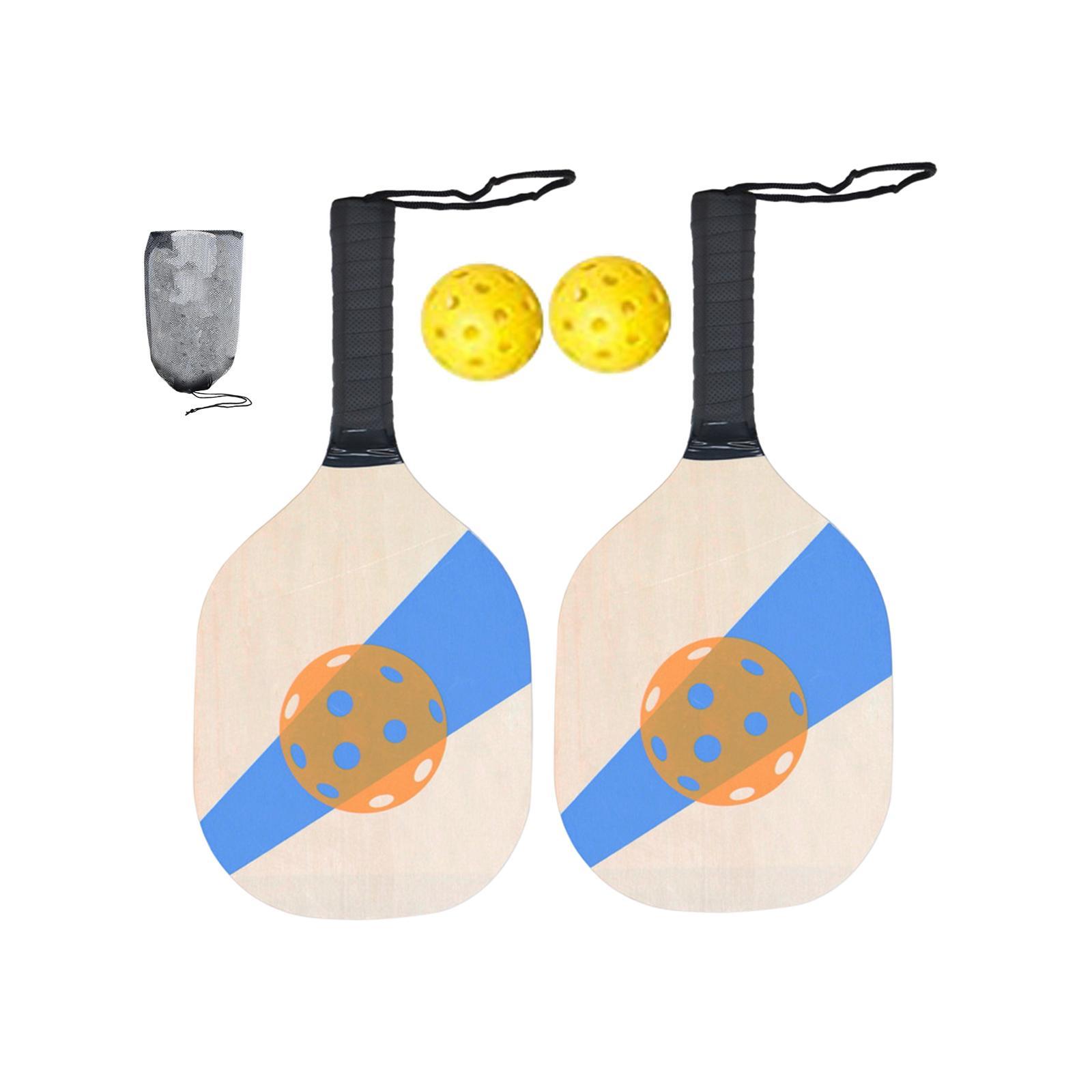 Pickleball Wood Paddle Set Beginner Racket Durable 2 Paddles 2 Pickle Balls