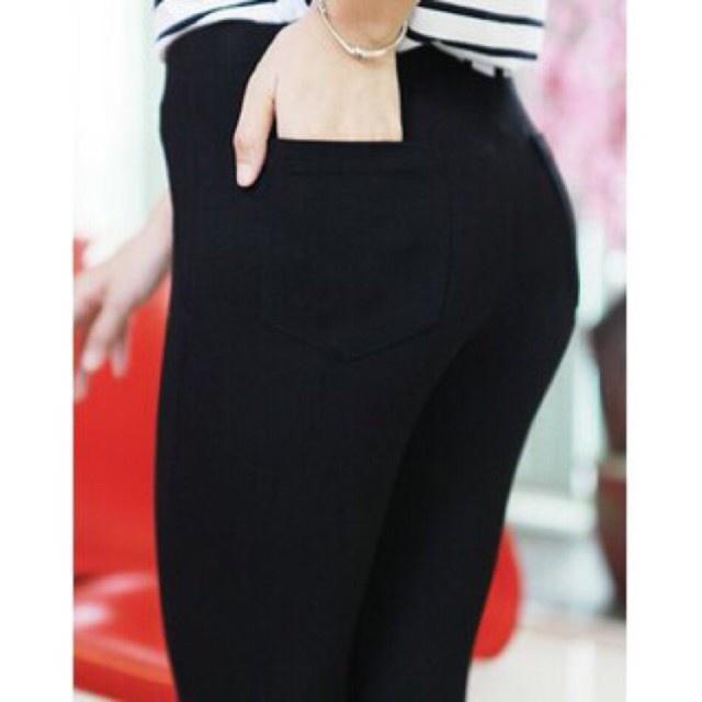 thời trang quần Legging 4 Túi Chất vải cotton co giãn cạp cao tôn dáng chân dài