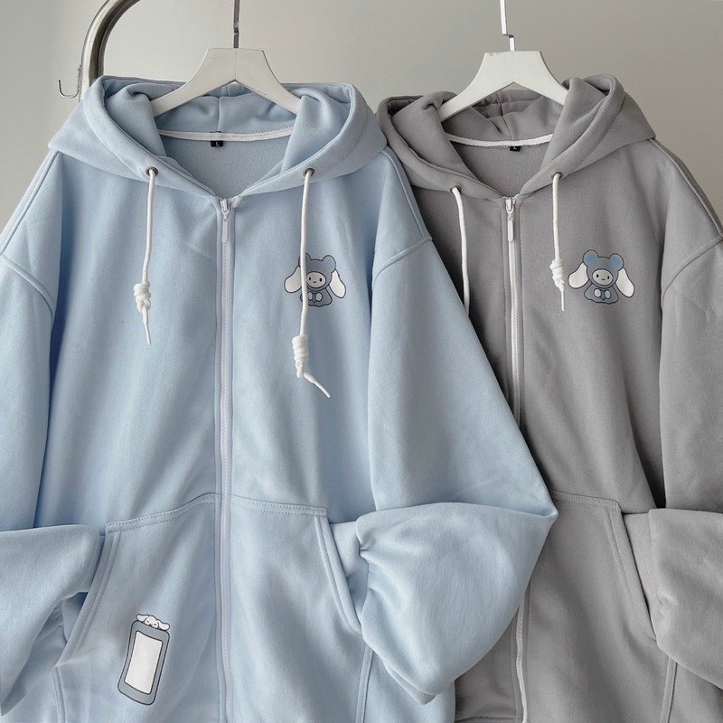 Áo khoác nam nữ Hoodie nỉ trơn Basic in CỪU VÀ CHÓ form rộng khóa kéo có mũ rộng 2 lớp giá rẻ couple