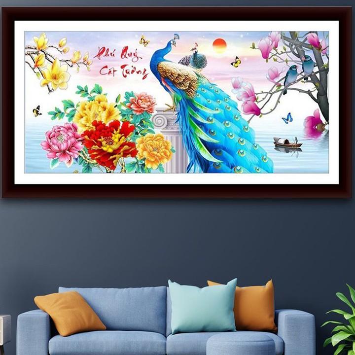 Tranh đá công xanh phú quý cát tường VS363 - kích thước: 120 * 56cm.
