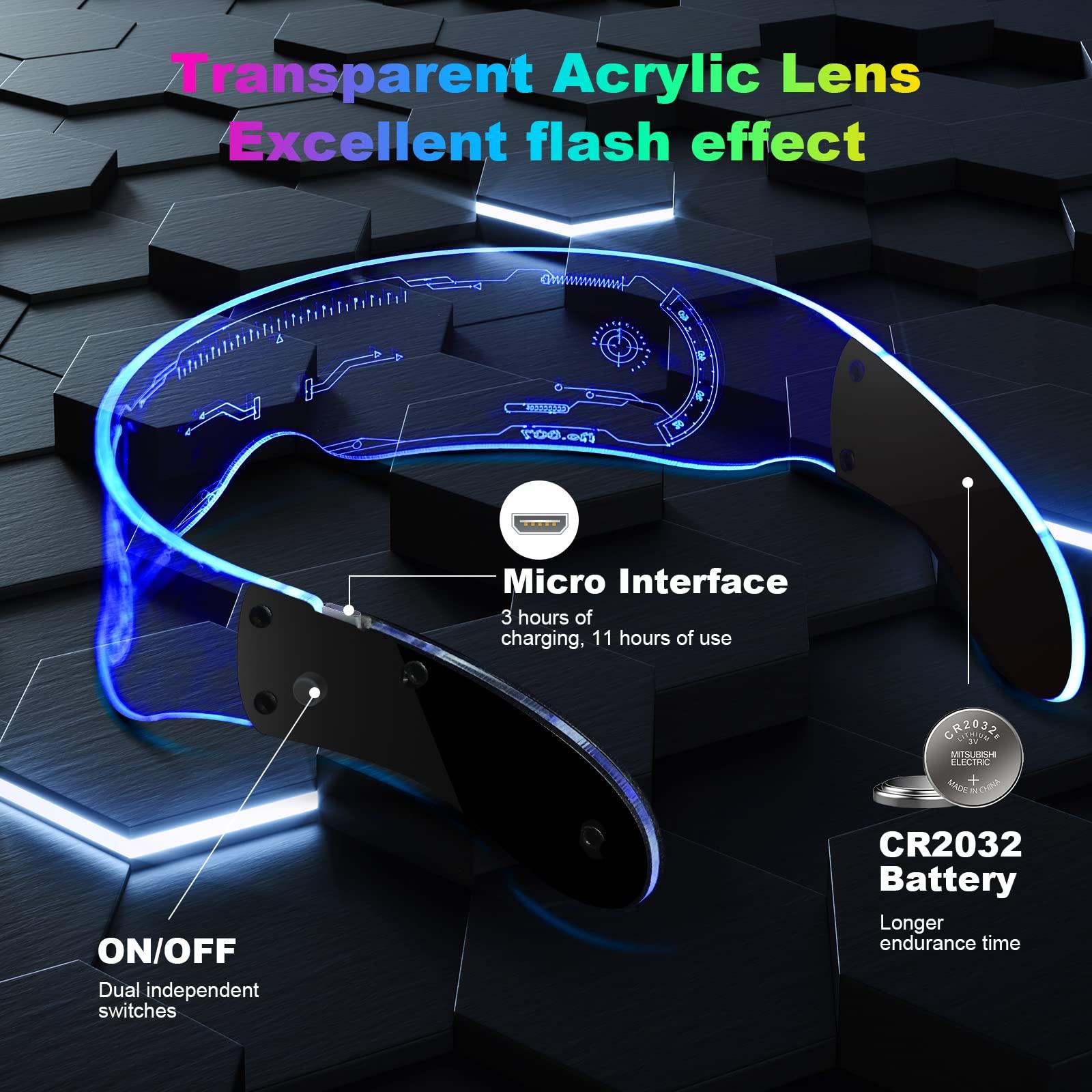 Chiếc kính phát sáng LED, kính phát sáng cyberpunk, kính dự tiệc có thể sạc lại