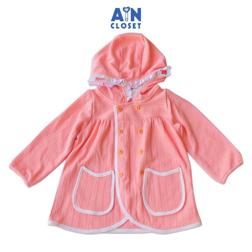 Áo khoác có nón bé gái Hồng cam thun cotton - AICDBGNGXT6D - AIN Closet