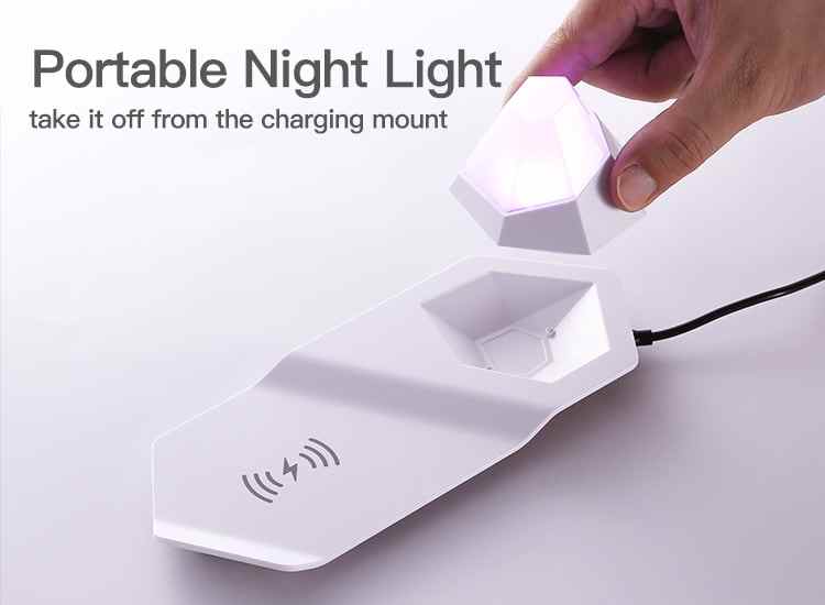 Đèn ngủ led 7 màu và sạc dự phòng không dây Quick Charge tương thích với điện thoại Androis và IOS (Apple),chất lượng tiêu chuẩn Châu Âu - Hàng nhập khẩu