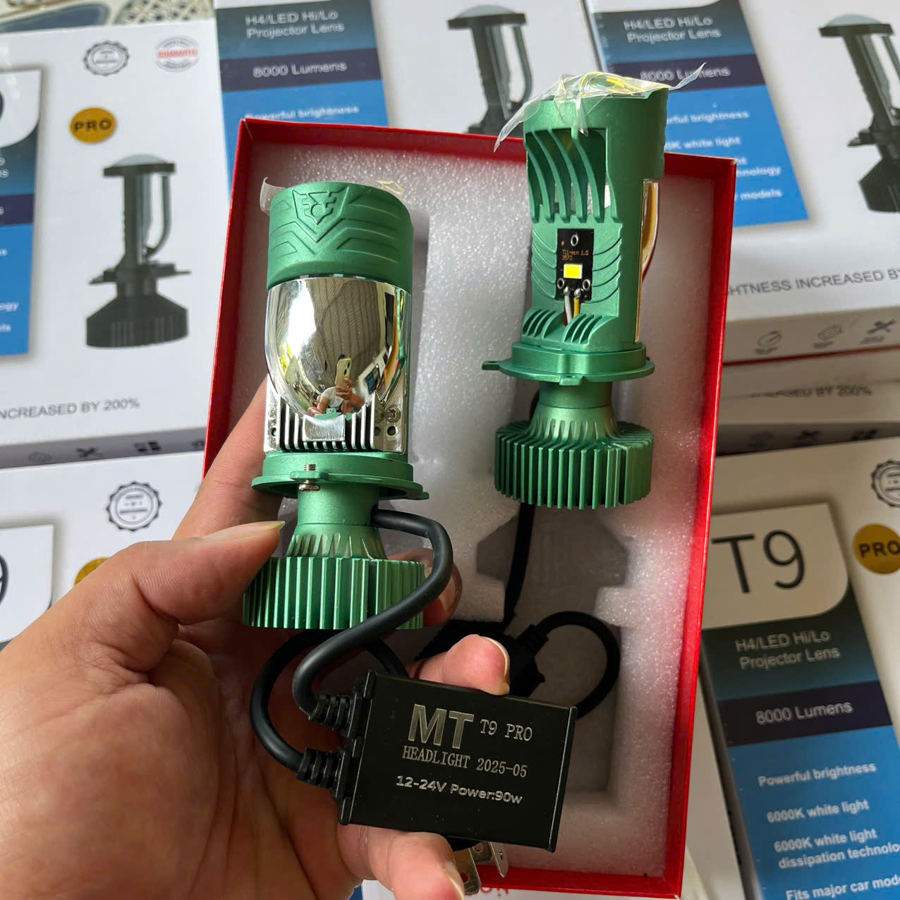 Đèn LED Bi Cầu Siêu Sáng T9 Pro 90W – Lắp Xe Máy, Ô Tô, Cắt Sáng Gắt, Không Gây Lóa