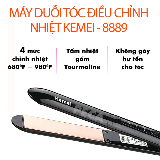 Máy duỗi tóc Kemei KM-8889 điều chỉnh 4 mức nhiệt phù hợp với mọi loại tóc