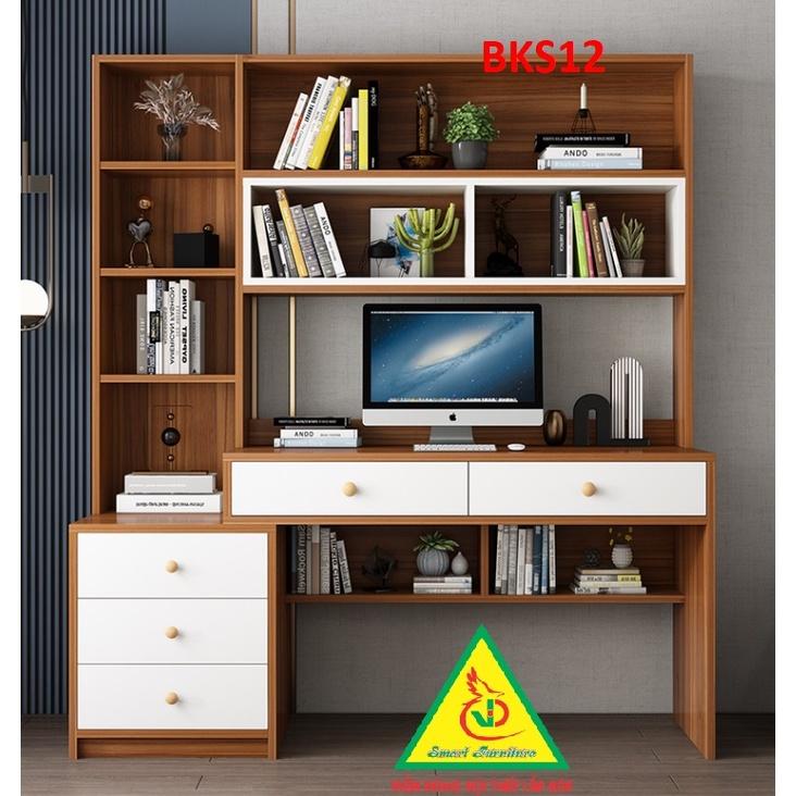 Bàn làm việc, bàn học khung sắt mặt gỗ BKS12 - Nội thất lắp ráp Viendong Adv