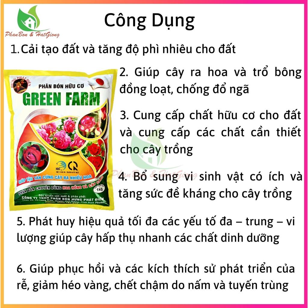 Phân Bón Hữu Cơ Hoa Hồng Phân Bón Hoa Hồng, Cây Cảnh GREEN FARM Gói 1kg - Shop Phân Bón và Hạt Giống