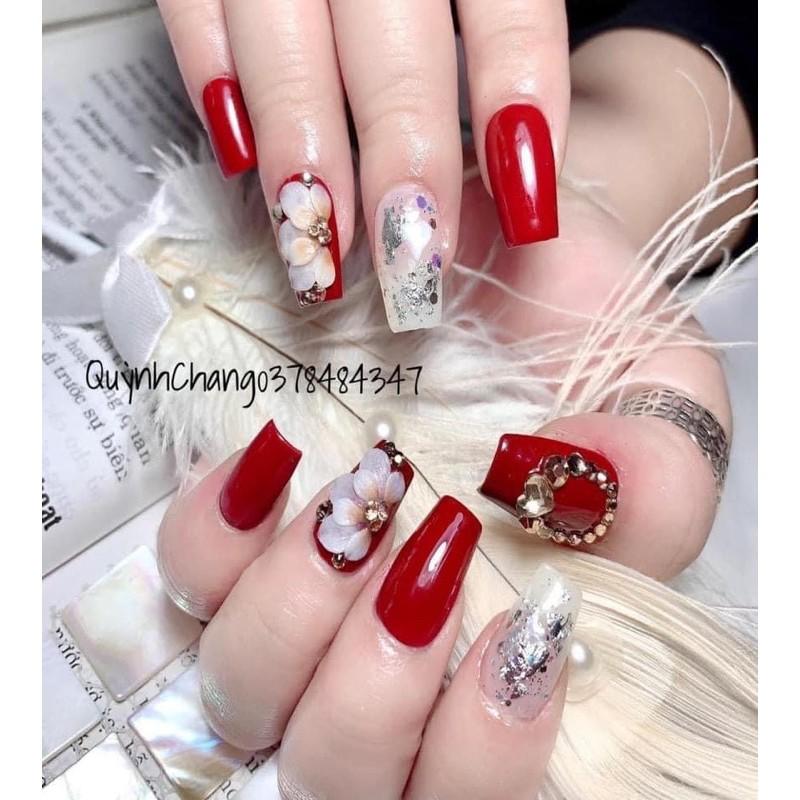 Hoa Bột nail” sét 10 bông cúc đính đá”