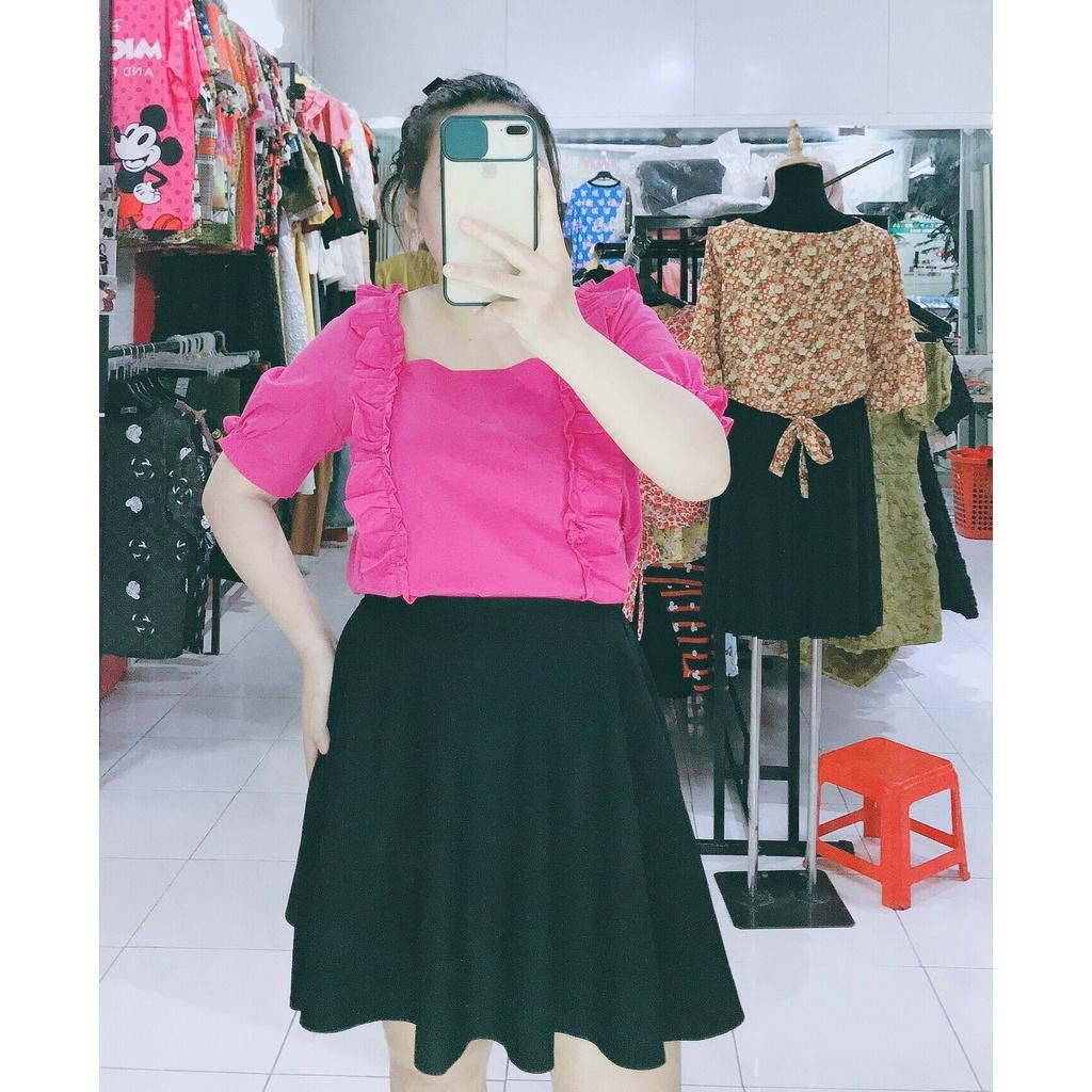 Áo crop-top nhún bèo ngực bigsize 60-90kg