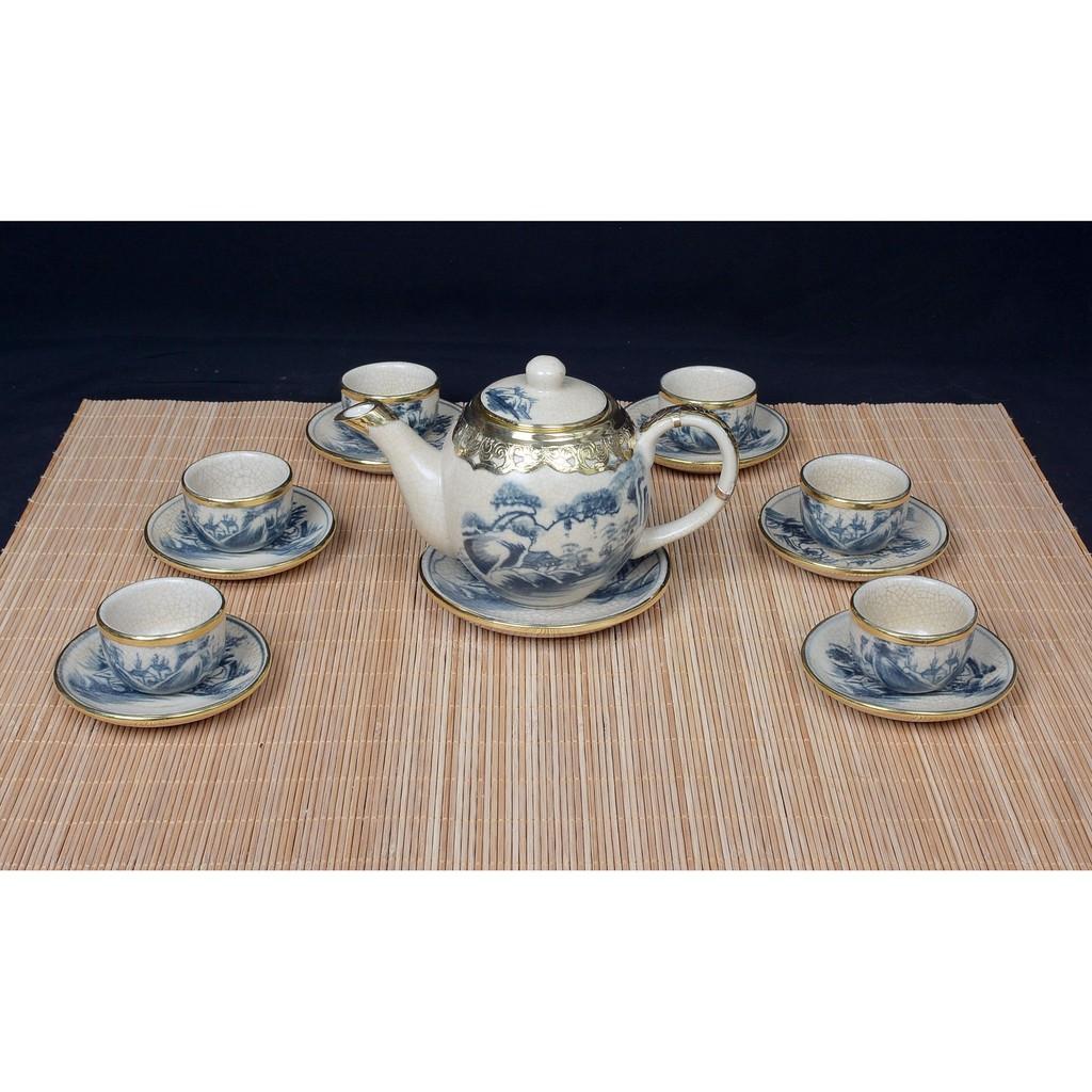 Bộ ấm chén men rạn gốm sứ Bát Tràng