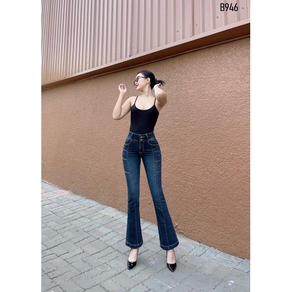 Quần Jeans Nữ, Quần Bò Nữ Ống Loe Kiểu Sườn Co Giãn Tôn Dáng