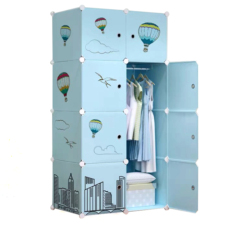 Tủ nhựa ghép 8 ngăn xanh da trời