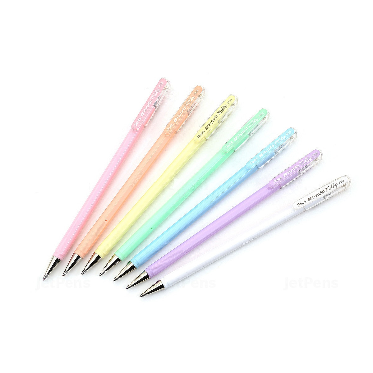 Bộ 7 Màu Bút Gel Sữa Phát Quang Pentel Hybird Milky - 0.8mm