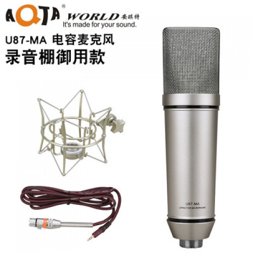 Micro thu âm, livestream cao cấp AQTA U87-MA - Mic thu âm hát karaoke online chuyên nghiệp - Chống hú, chỗng nhiễu, xử lí tạp âm cực tốt - Condenser microphone - Vỏ nhôm sang trọng, thanh lịch