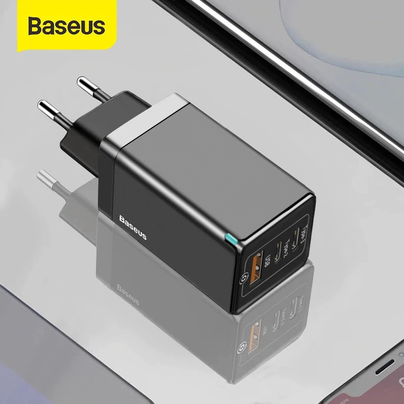 Bộ sạc nhanh đa năng thế hệ mới Baseus GaN Travel Quick Charger 65W cho Smartphone/ Tablet/ iPad/ Macbook/ Laptop, Kèm cáp sạc C to C 100W) - Hàng Chính Hãng