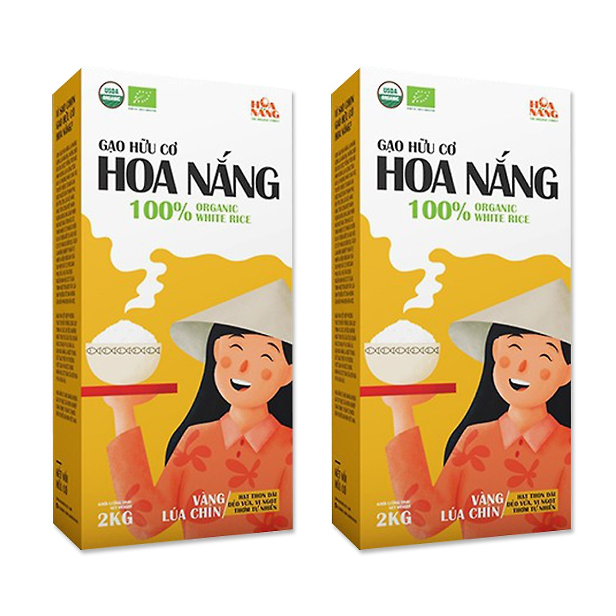 Combo 2 hộp Gạo Hữu Cơ Hoa Nắng - Vàng Lúa Chín 2kg