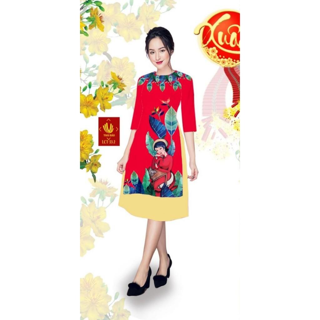 GIÁ XƯỞNG - Áo dài cách tân gấm in 3D