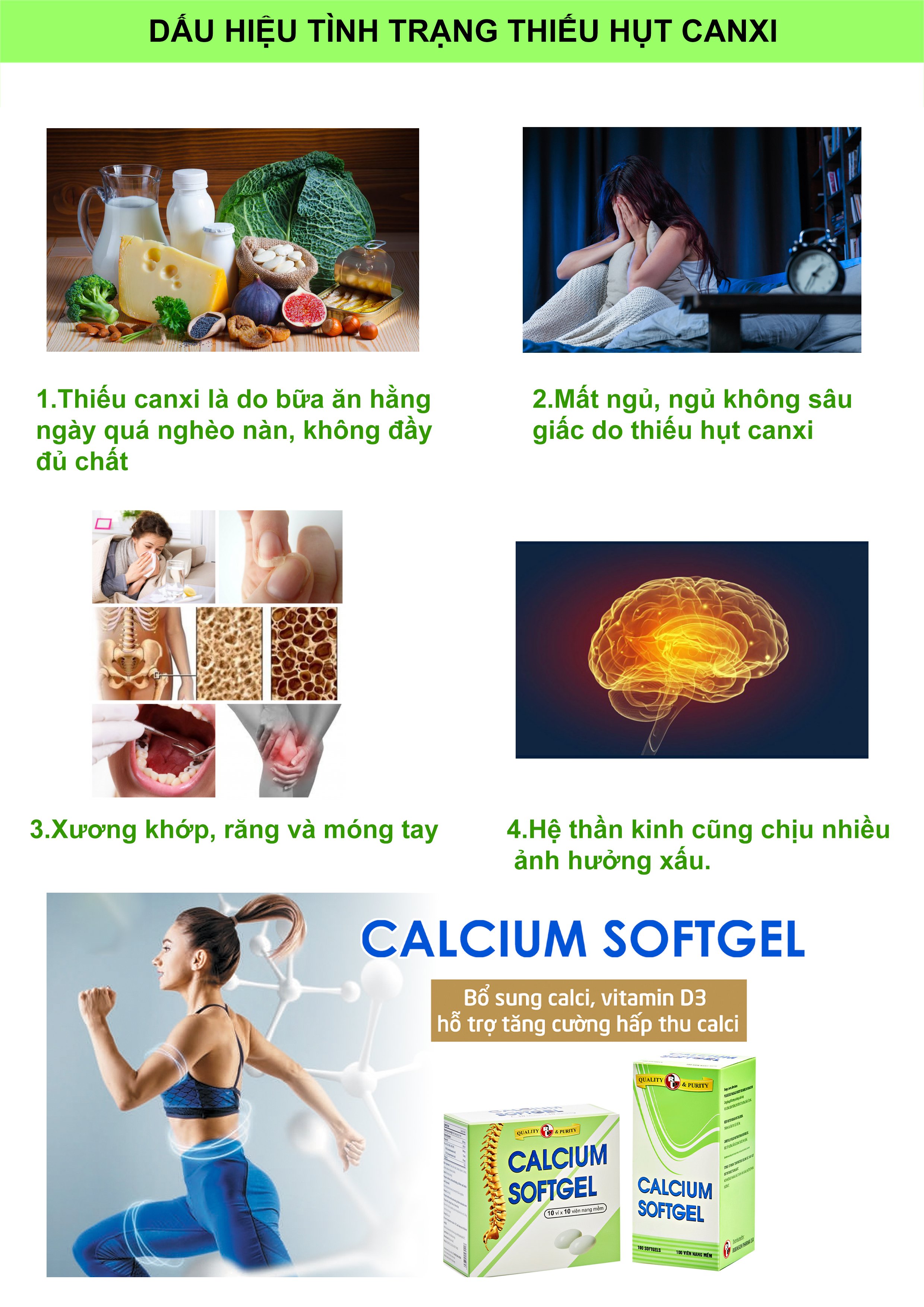 COMBO 2 CHAI TPCN  bổ sung Calcium (canxi) và Vitamin D3- CALCIUM SOFTGEL – phòng ngừa loãng xương, giúp xương chắc khoẻ- Chai 100 viên TẶNG 1 CHAI