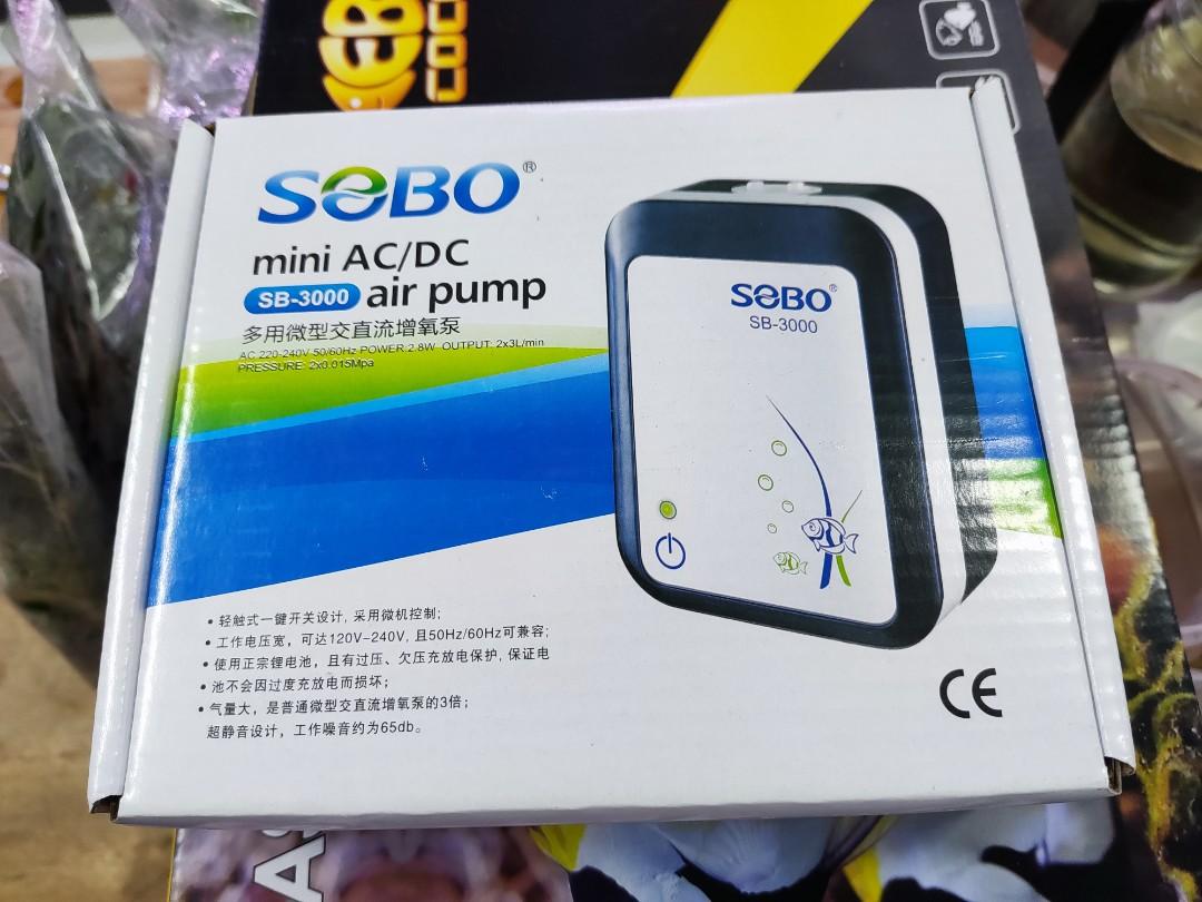 Máy Sủi Khí Oxy Tích Điện 2 Vòi Sobo SB-3000 2.8W - 3Lít/Phút , Sobo SB-4000 - Máy Oxi Cho Hồ Cá, Tiện lợi khi Bị mất điện, Đi Câu Cá
