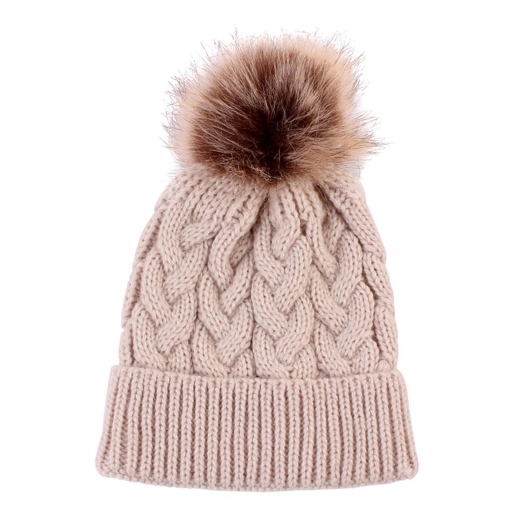 Winter Warm Baby Girls Boys Crochet Knitted Hairball Caps Children Beanie Hat