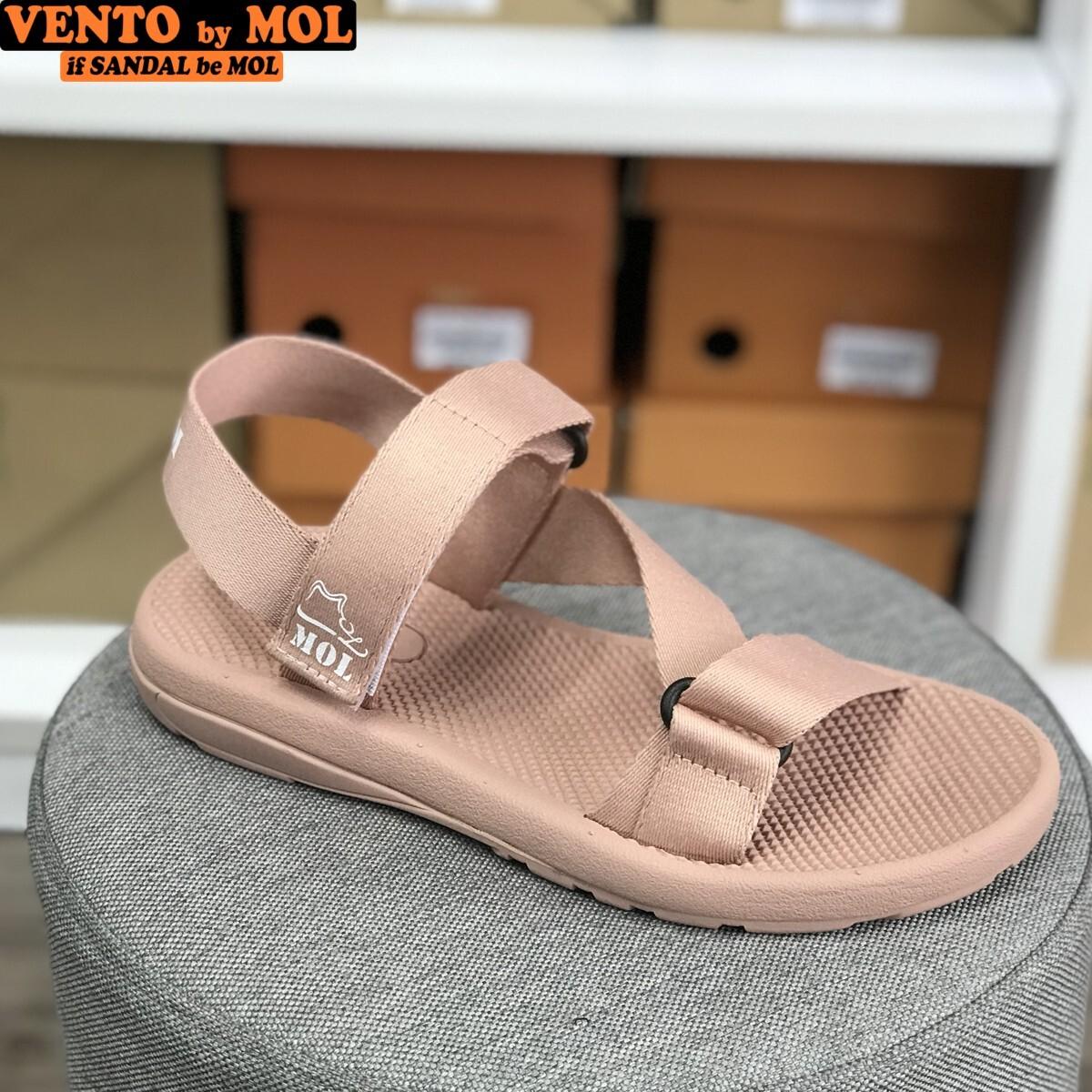 Giày sandal unisex nam nữ quai chéo vải dù đế mõng Slim có quai hậu cố định hiệu MOL mang đi học du lịch MS1166P
