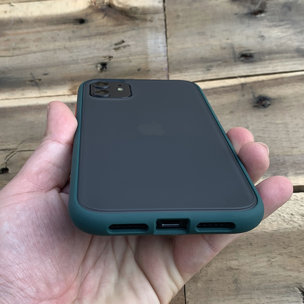 Ốp lưng chống sốc dành cho iPhone 11 nút màu cam - Màu xanh đậm