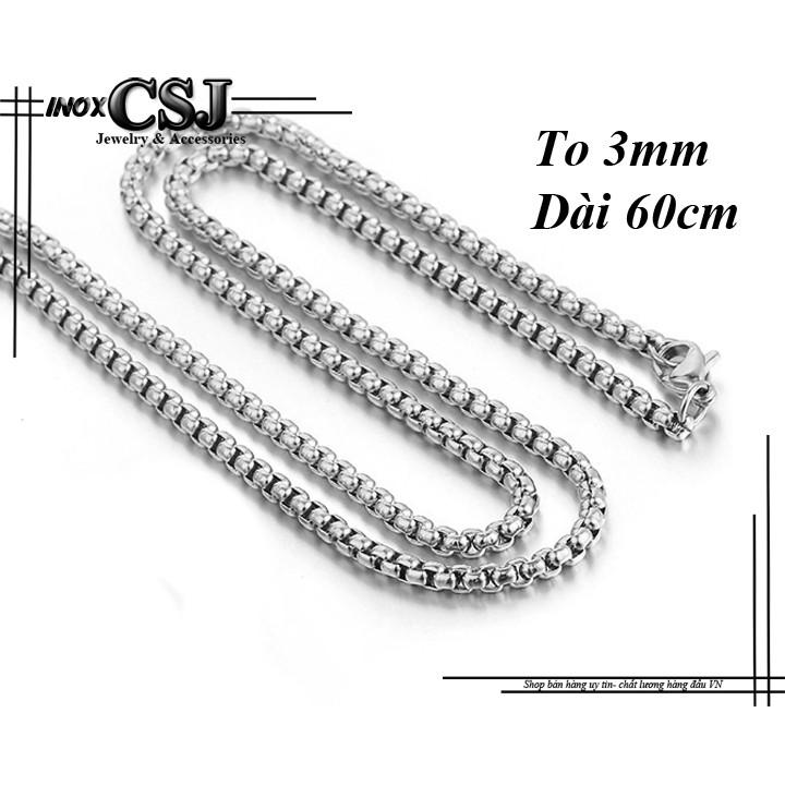 DÂY CHUYỀN INOX NAM 2MM BÔNG DỪA KHÍT ĐẸP KHÔNG ĐEN