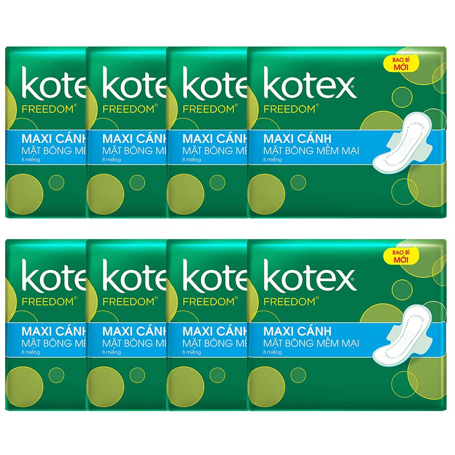 Combo 8 Gói Băng Vệ Sinh Kotex Freedom Maxi Cánh