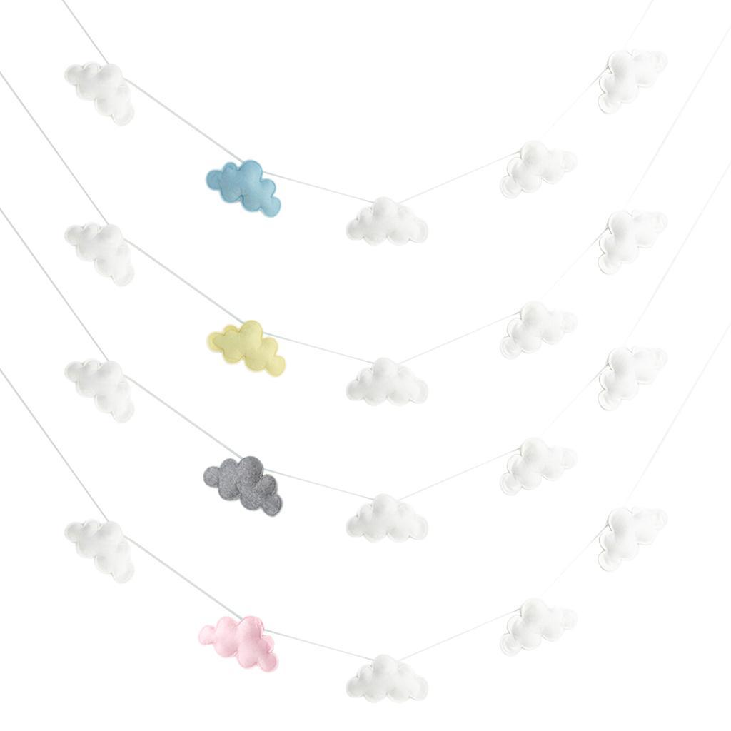 2X Hanging Clouds Garland for Baby Shower, Wedding Party Decor White and Blue