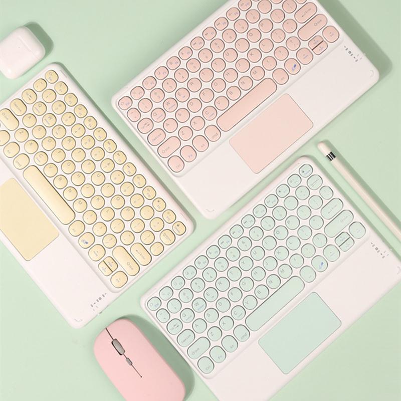 Bàn Phím Không Dây Bluetooth Nga Tiếng Ả Rập Thái Norsk Có Bàn Di Chuột Cho iPad Pro Không Khí Xiaomi Huawei Android Windows Máy Tính Bảng