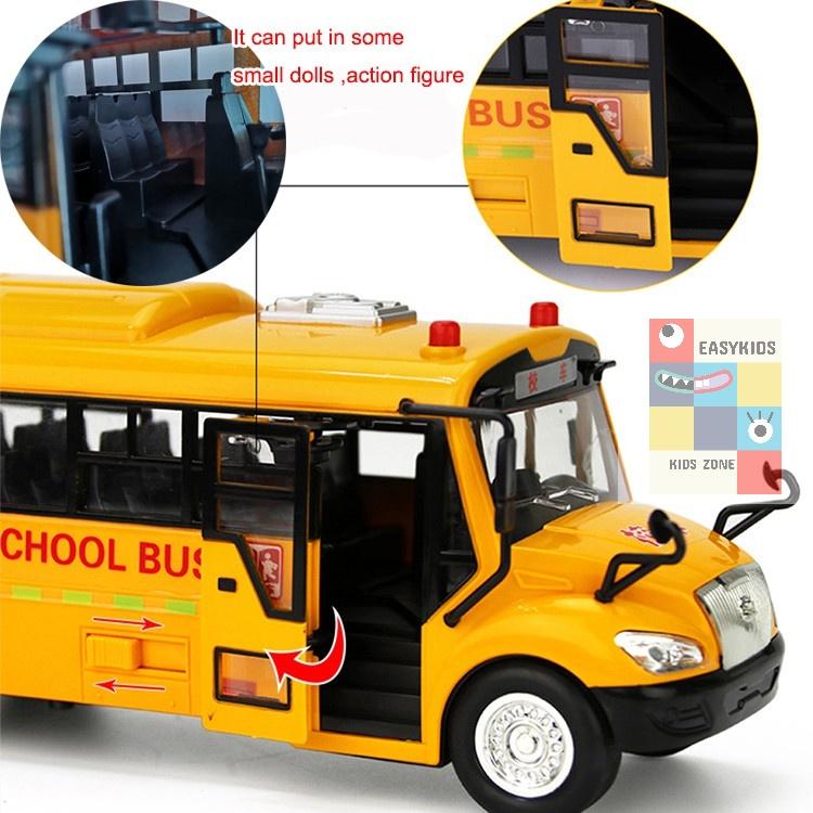 Đồ Chơi Ô Tô Xe Buýt School Bus Cho Trẻ Em Mở Các Cửa, Có Đèn, Âm Thanh