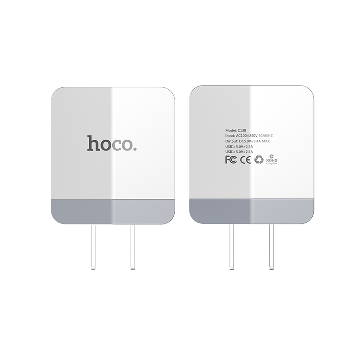 Củ Sạc Nhanh HOCO C13B 2 Cổng USB -Tặng Cáp Sạc Cho Chân Lightning- Hàng Chính Hãng