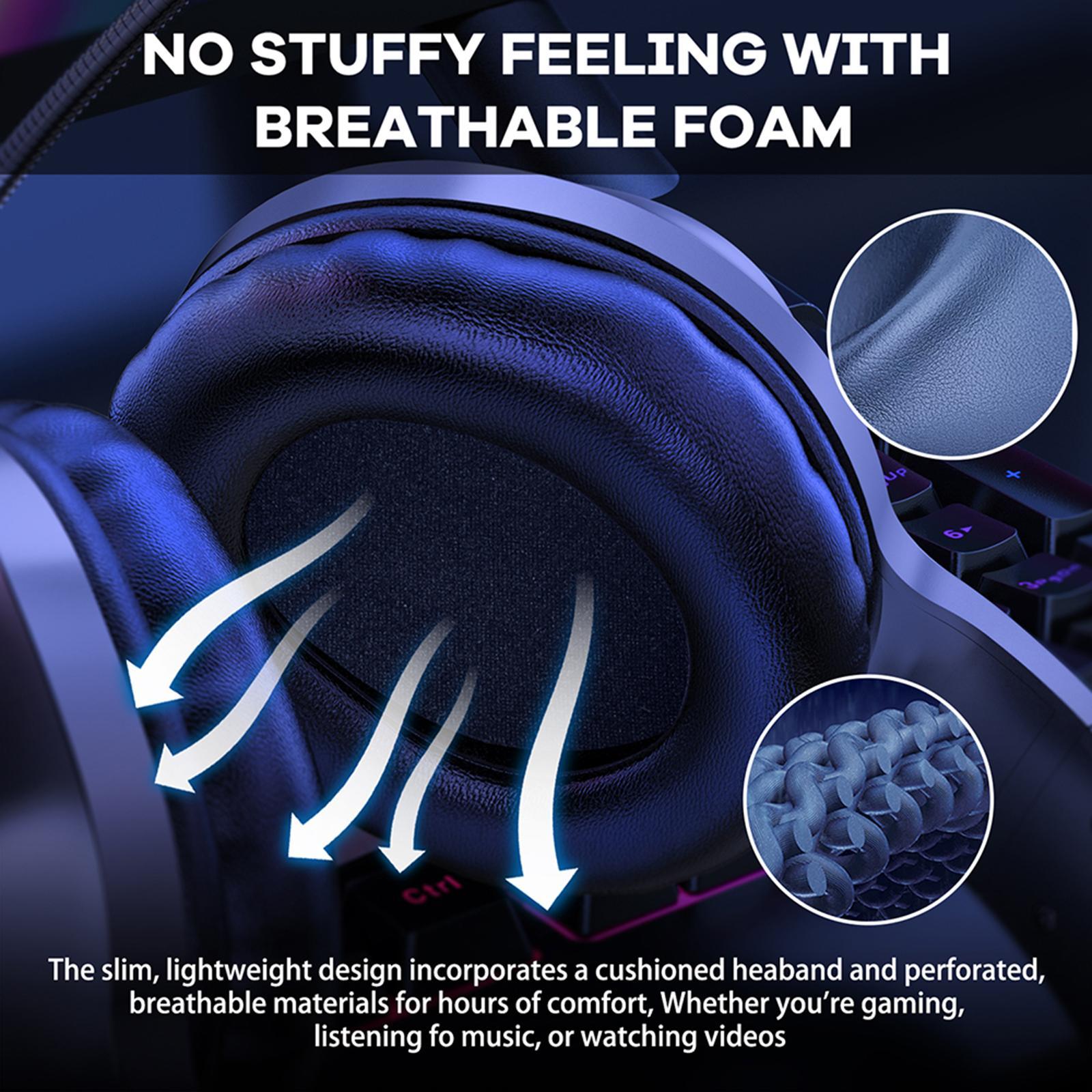 RGB Gaming Headset Noise Cancelling Gamer Headphones Earpiece for
