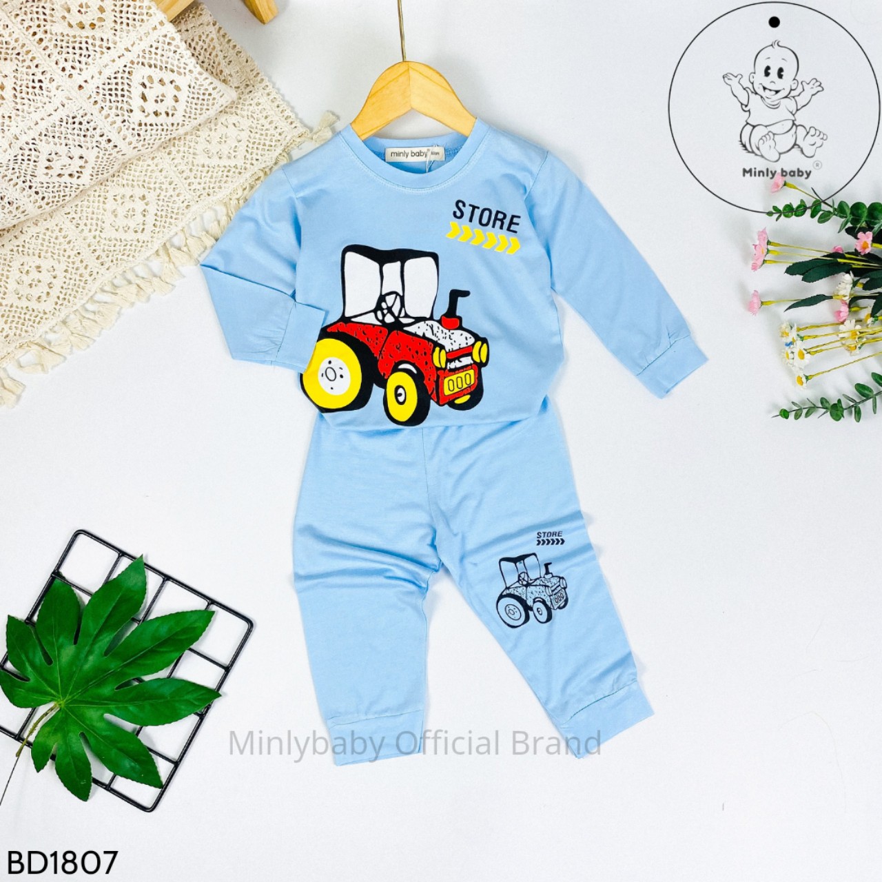 (20-32kg) Bộ Dài Tay THUN LẠNH MINKY MOM In Hình Toàn Thân Dễ Thương Cho Bé (Hàng chuẩn loại 1