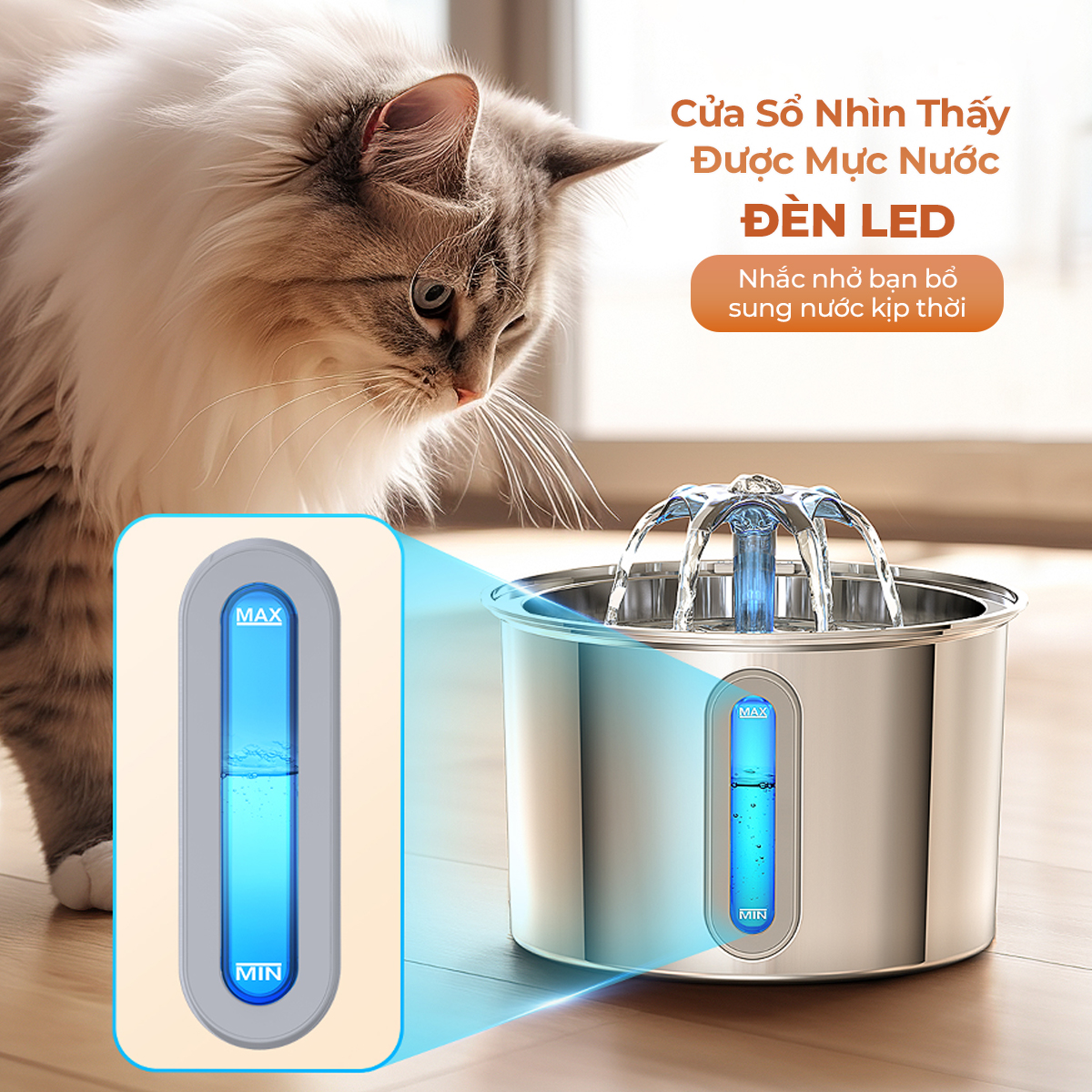 Máy lọc nước tự động Oneisall PWF 001 cho thú cưng uống nước, Phiên bản nâng cấp mới nhất - Hàng chính hãng