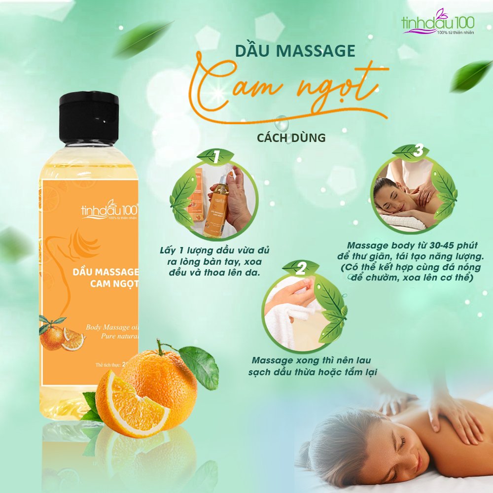 Dầu massage body cam ngọt - Thư giãn, dưỡng da 200ml